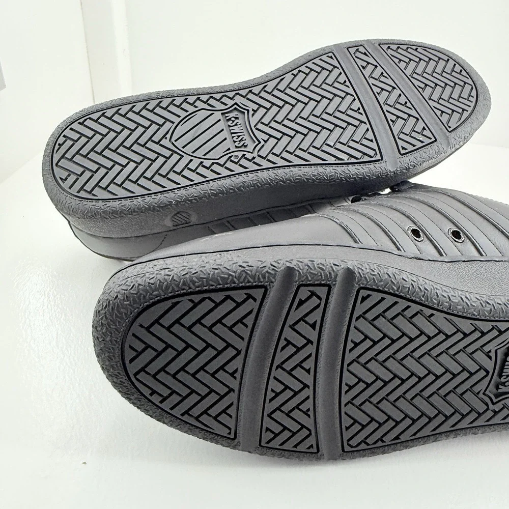 K-Swiss 07321-001-XW Low Sneakers Mens 11 XW Black Leather Extra Wide Shoes